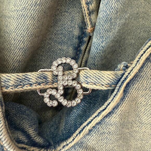 Zara Barbie Denim Jumpsuit | Light Wash Flared Leg Halter | Y2k Cowgirl | Small - Picture 6 of 8